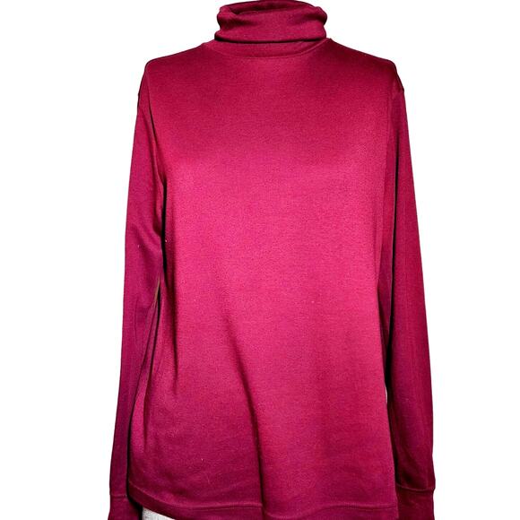 Lands End Burgendy Long Sleeve Turtleneck Top Size Small - Picture 1 of 3